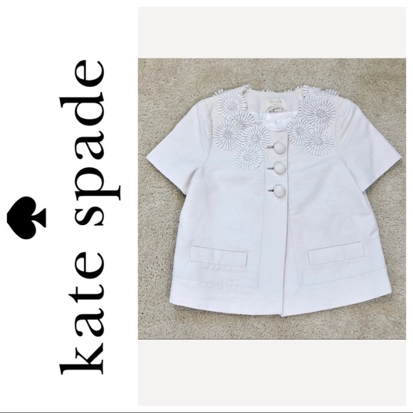 COPY - ♠️Kate Spade Ivory Cropped Floral Appliqué Jacket